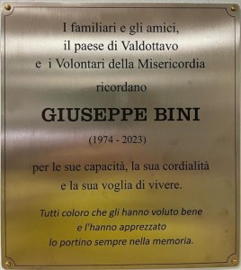 18 novembre 2023: UNA TARGA RICORDA GIUSEPPE BINI.